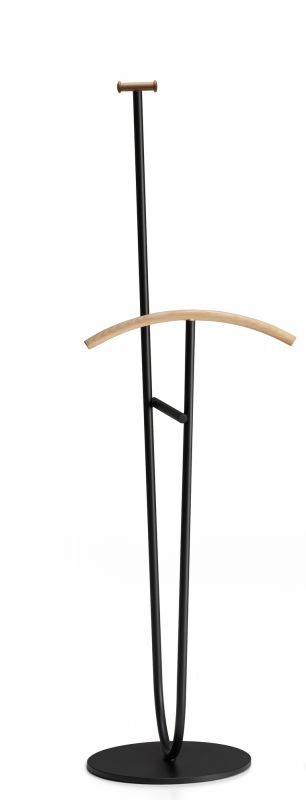 Ombre Stummer Diener von MDF Italia: Moderner Kleiderständer aus schwarzem Metall mit Holzdetails.